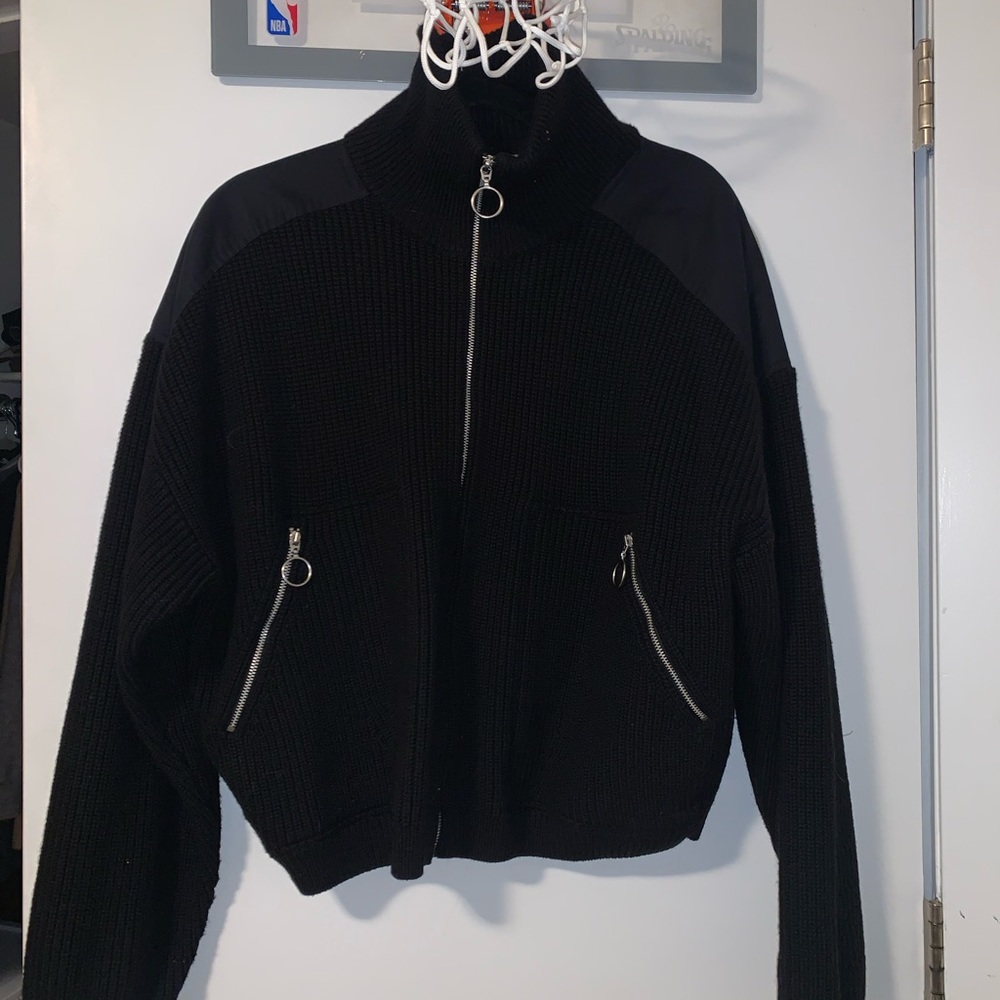 & other stories zip up wool cardigan